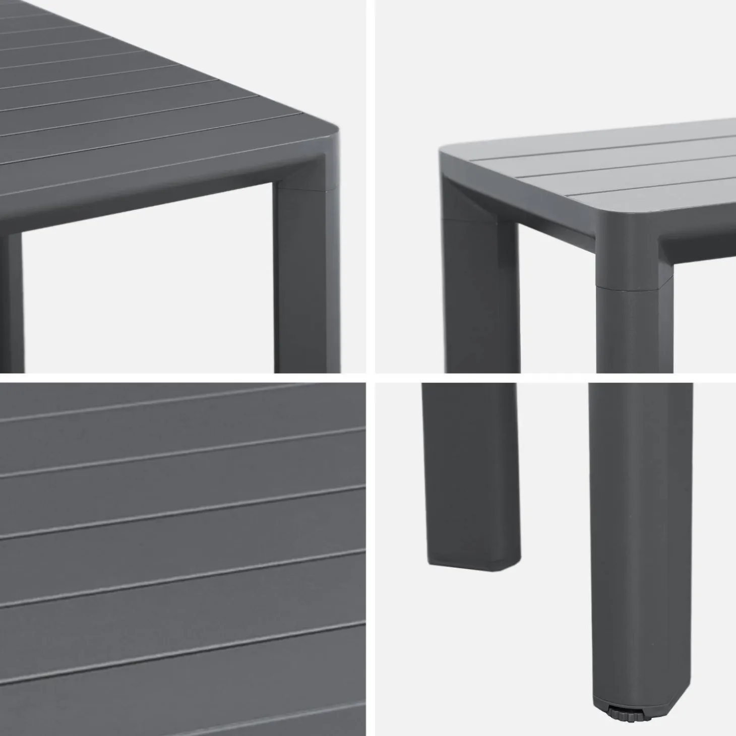 Gartentisch aus Aluminium mit 1 Bank und 4 Sesseln