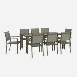 Gartentisch aus Aluminium + 8 Sessel