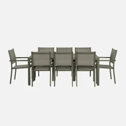 Gartentisch aus Aluminium + 8 Sessel