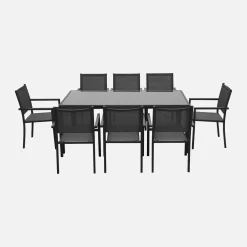 Gartentisch aus Aluminium + 8 Sessel