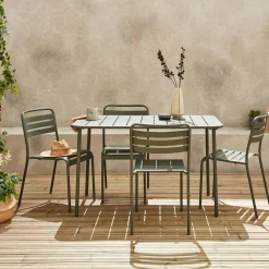 Gartentisch aus Metall, 4 Stühle