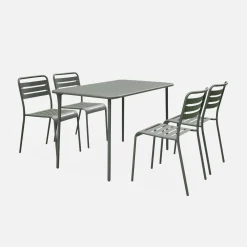 Gartentisch aus Metall, 4 Stühle