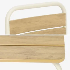 Gartentisch aus Stahl für Kinder, mit Holzdekor + 4 Sitze