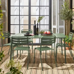 Gartentisch aus Stahl mit 6 Stühlen