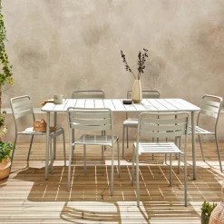 Gartentisch aus Stahl mit 6 Stühlen