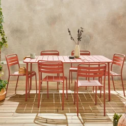Gartentisch aus Stahl mit 6 Stühlen