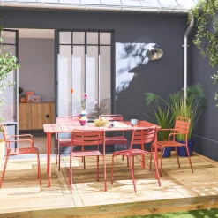 Gartentisch aus Stahl 2 Sessel und 4 Stühle