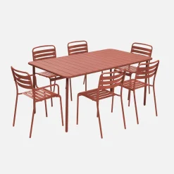 Gartentisch aus Stahl 2 Sessel und 4 Stühle