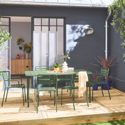 Gartentisch aus Stahl 2 Sessel und 4 Stühle