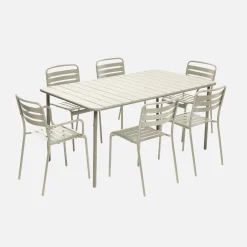 Gartentisch aus Stahl 2 Sessel und 4 Stühle