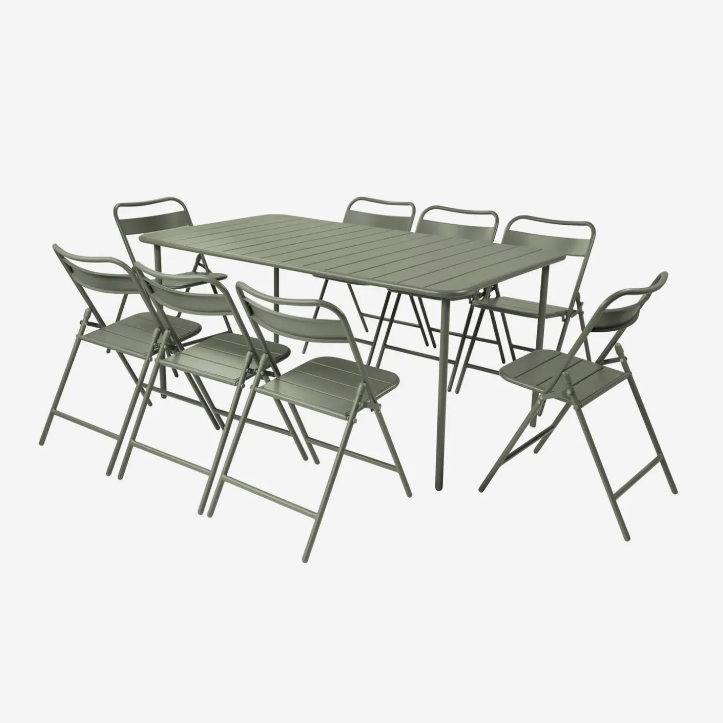 Gartentisch aus Stahl + 8 Stühle