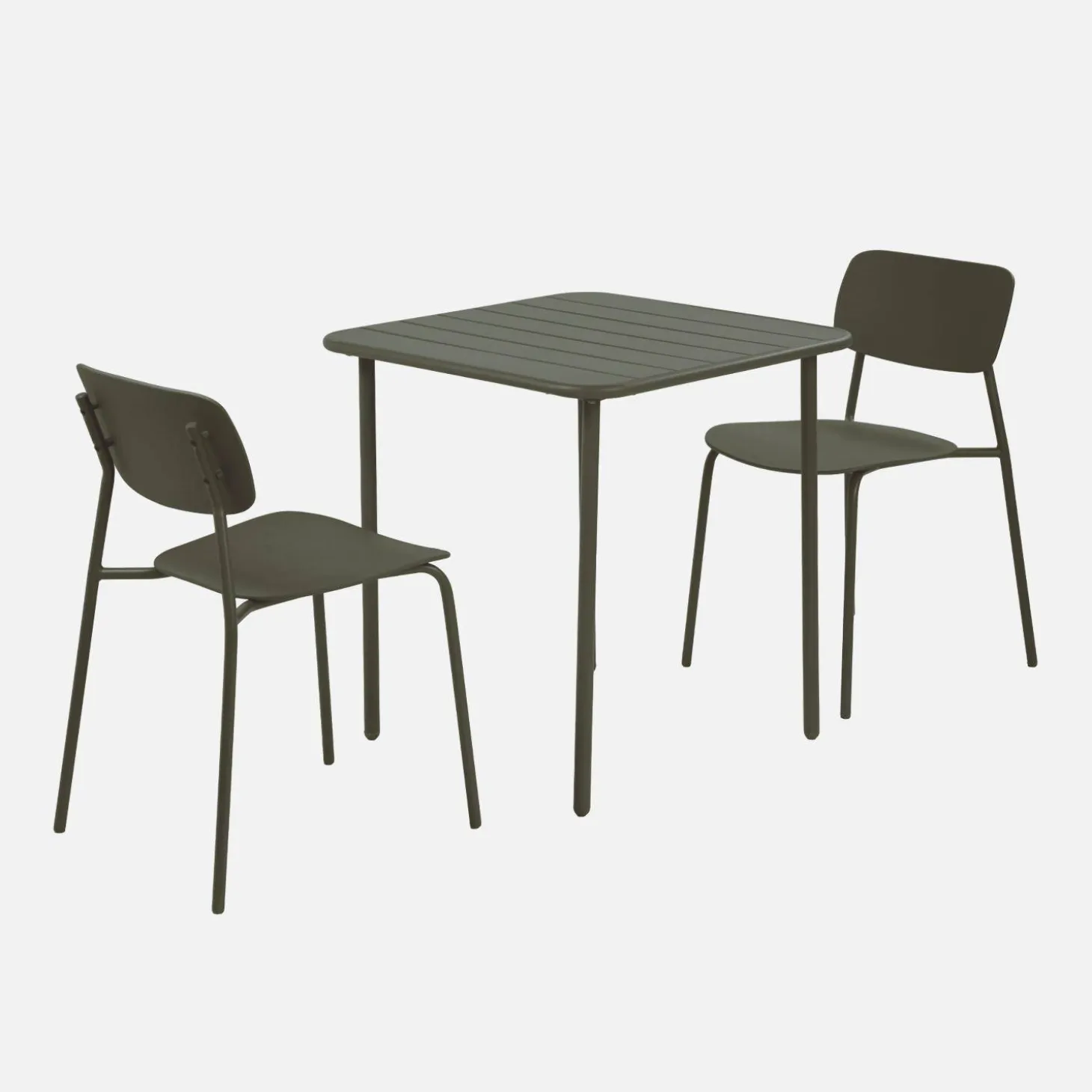 Gartentisch aus Stahl + 2 Stühle