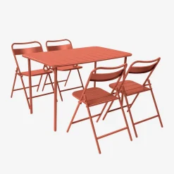Gartentisch aus Stahl + 4 Stühle