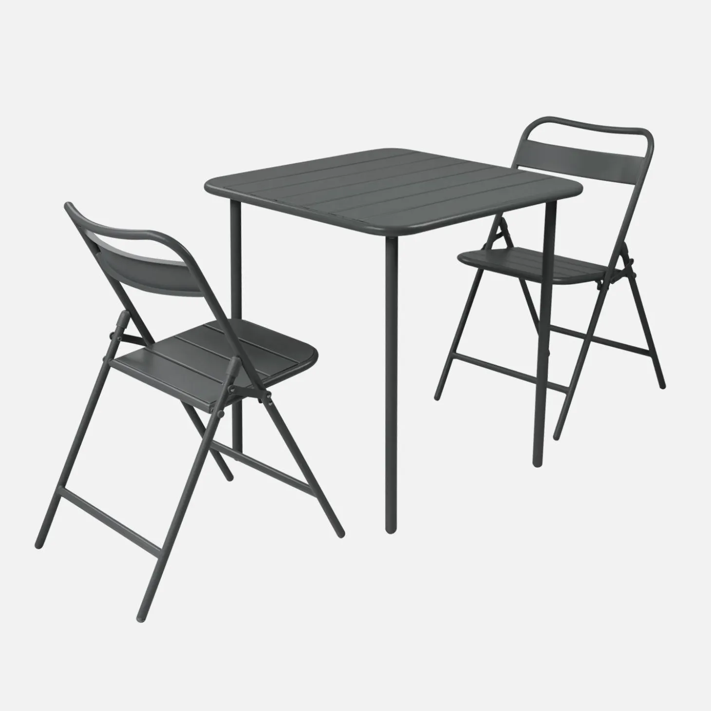 Gartentisch aus Stahl + 2 Stühle