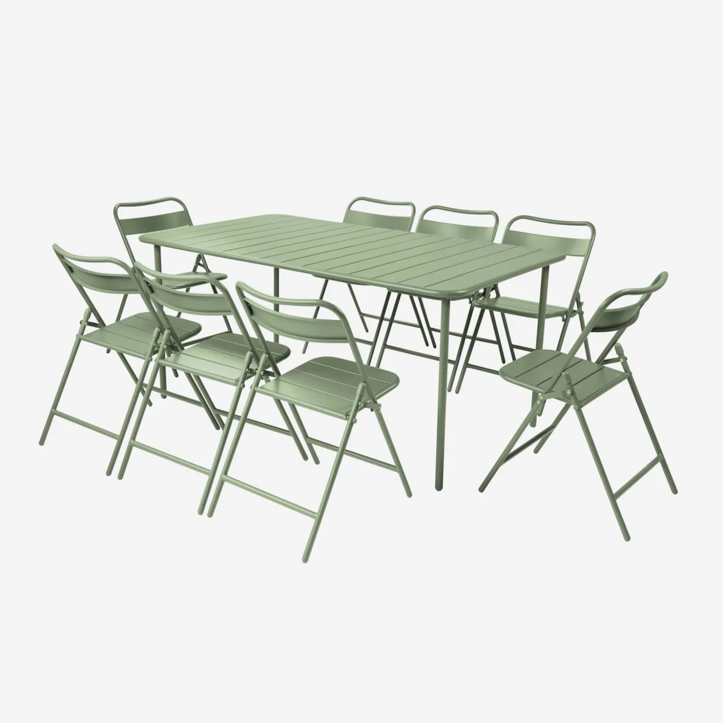 Gartentisch aus Stahl + 8 Stühle