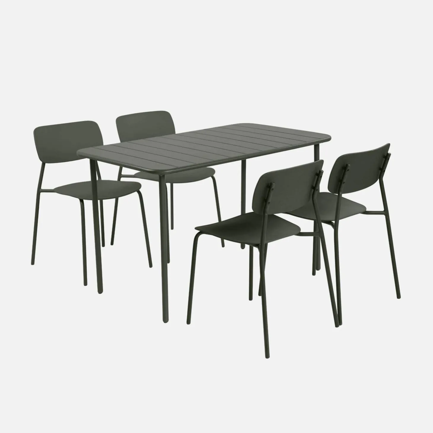 Gartentisch aus Stahl + 4 Stühle