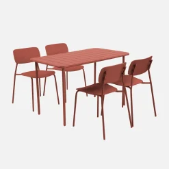 Gartentisch aus Stahl + 4 Stühle