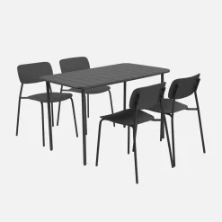 Gartentisch aus Stahl + 4 Stühle