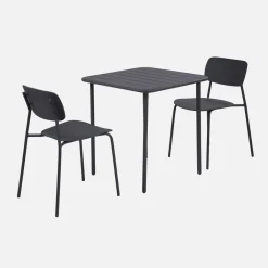Gartentisch aus Stahl + 2 Stühle