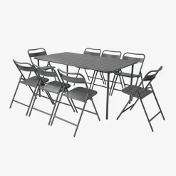 Gartentisch aus Stahl + 8 Stühle