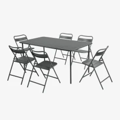 Gartentisch aus Stahl + 6 Stühle