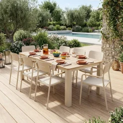 Gartentisch 201cm + 8 Sessel aus Aluminium