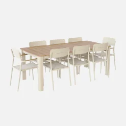 Gartentisch 201cm + 8 Sessel aus Aluminium