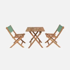 Gartentisch für Kinder mit 2 Stühlen Akazienholz im Bistro-Stil