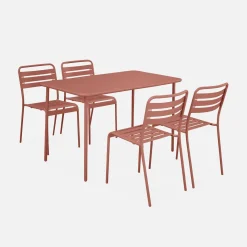 Gartentisch + 4 Stühle aus Stahl