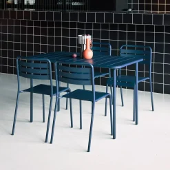 Gartentisch + 4 Stühle aus Stahl