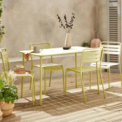 Gartentisch + 4 Stühle aus Stahl