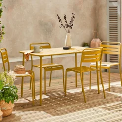 Gartentisch + 4 Stühle aus Stahl