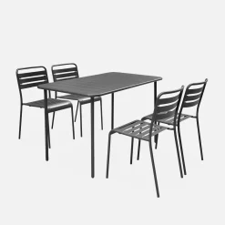 Gartentisch + 4 Stühle aus Stahl