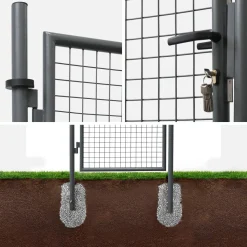 Gartentor aus Metall mit Schloss und Griff, 150x100cm