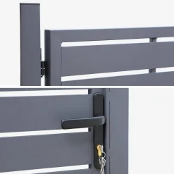 Gartentür aus Aluminium mit Schloss und Griff