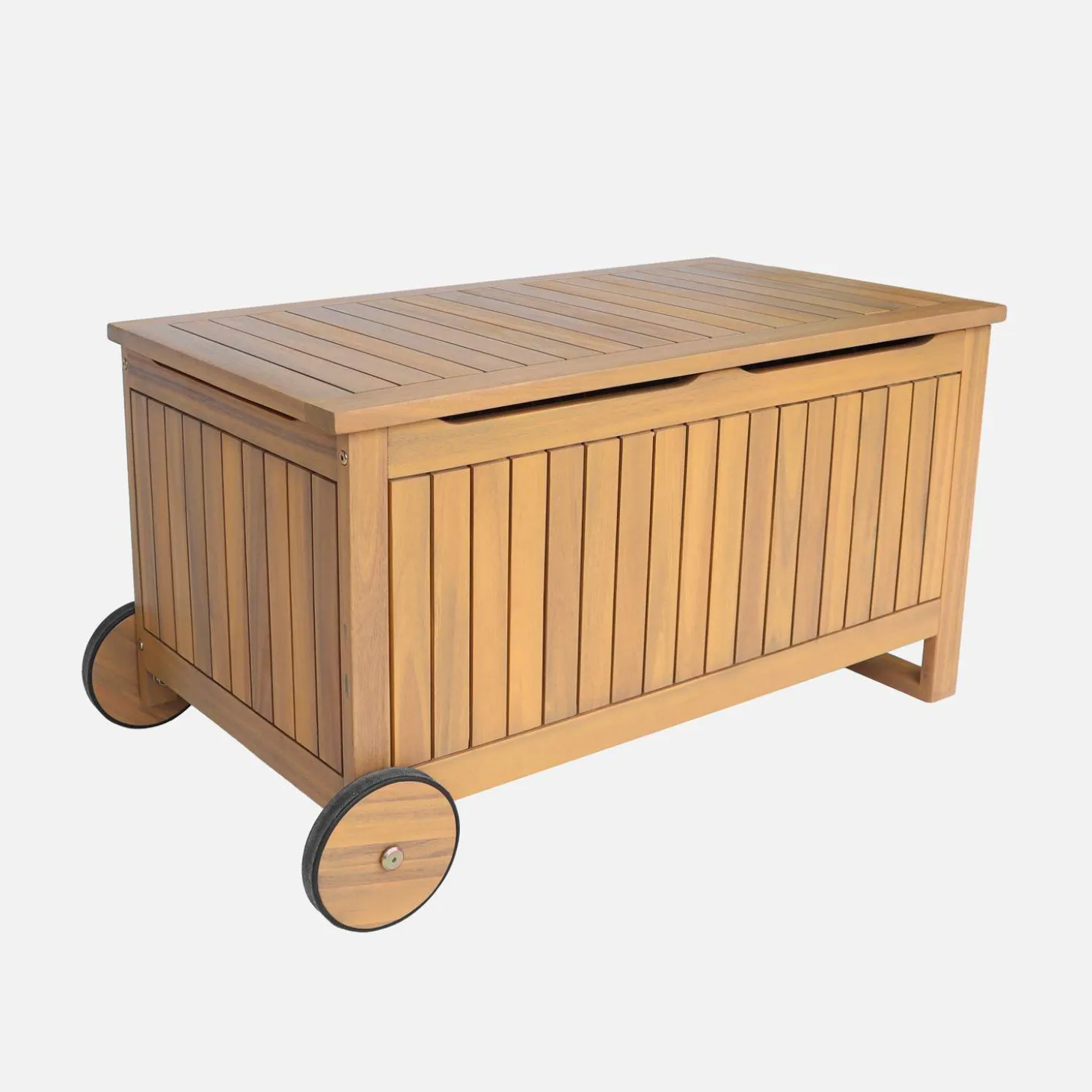 Gartentruhe aus Akazienholz mit Rollen 119L