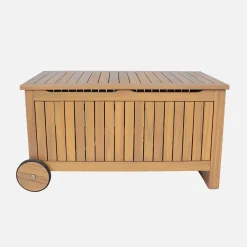 Gartentruhe aus Akazienholz mit Rollen 119L