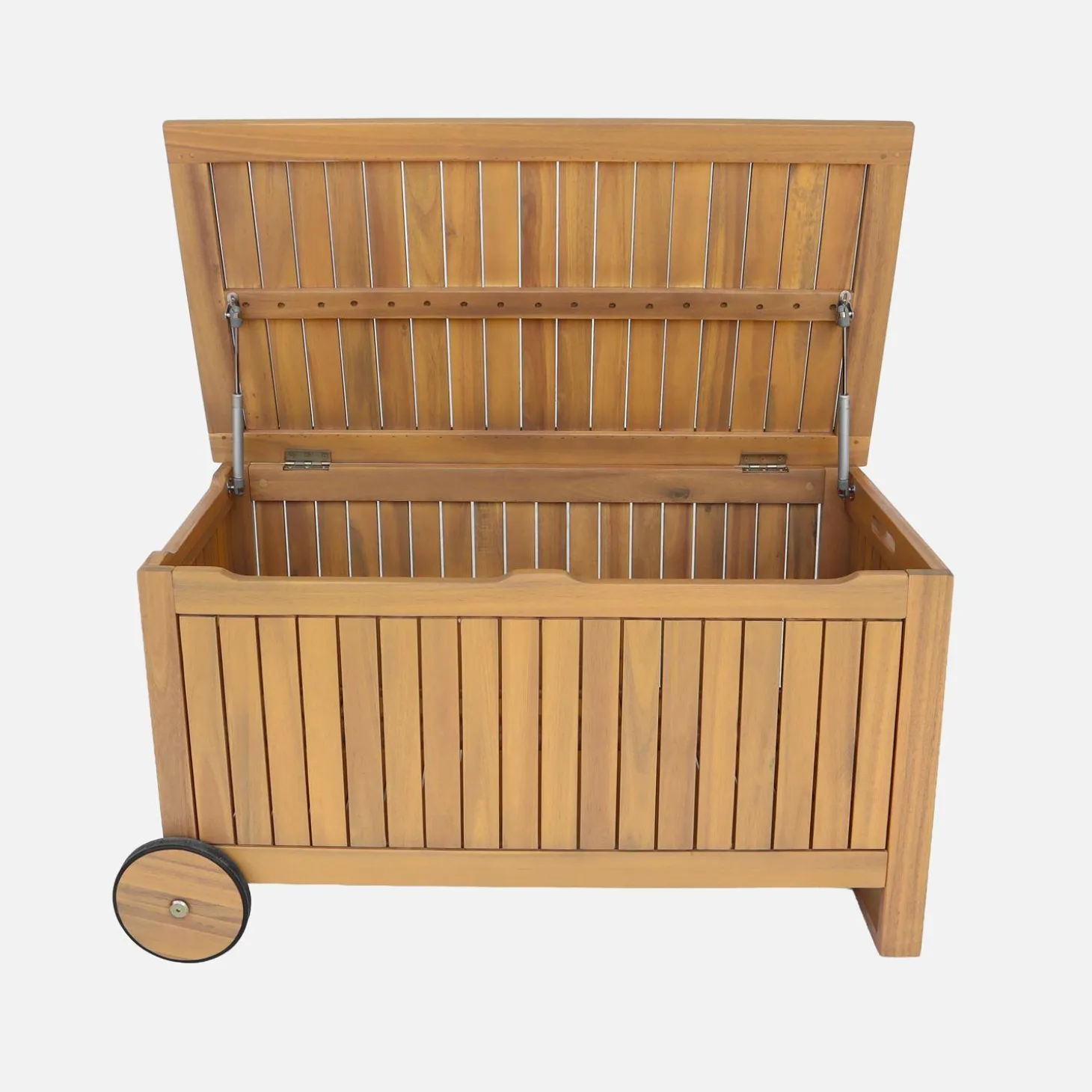 Gartentruhe aus Akazienholz mit Rollen 119L