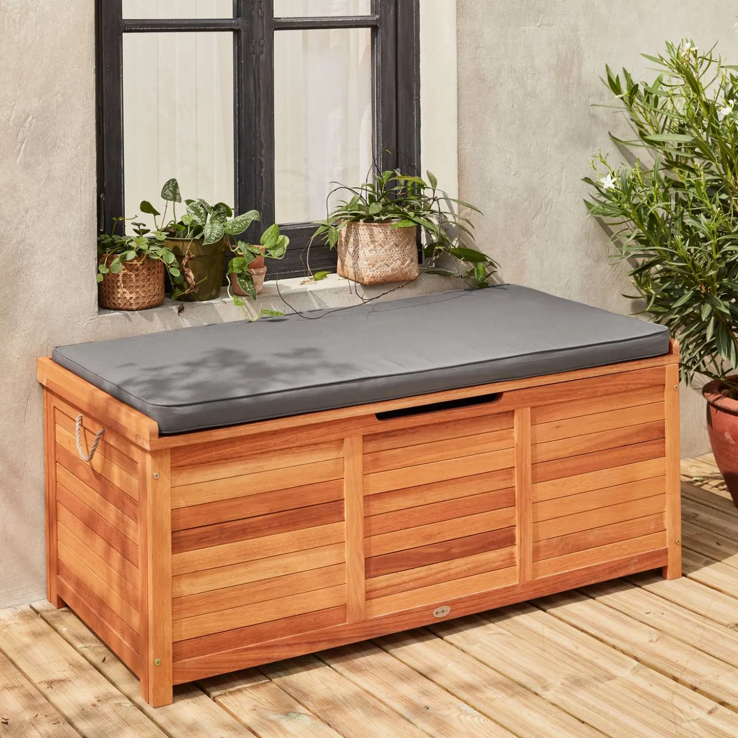Gartentruhe aus Holz 200L 125 X 60 cm