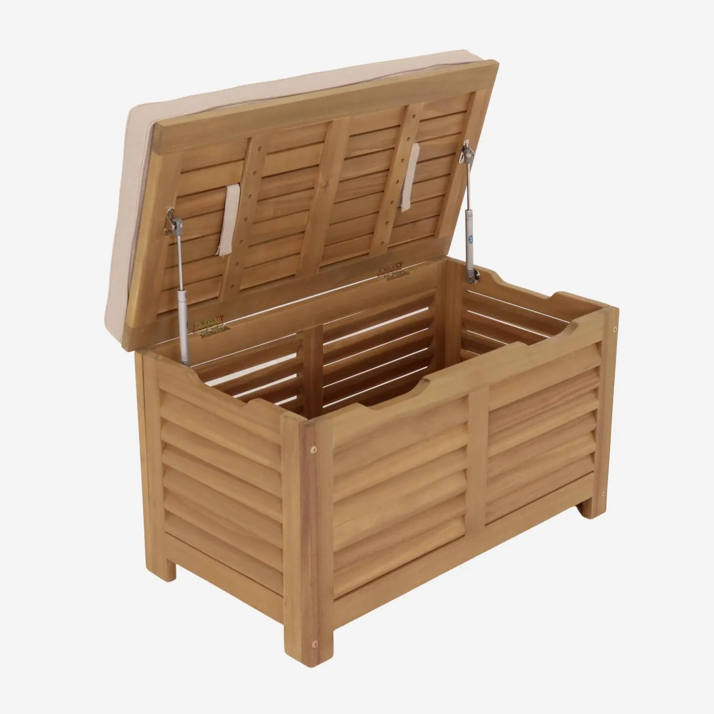 Gartentruhe / Bank aus Akazienholz 63L mit Gasdruckfedern