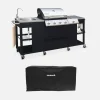 Gasgrill mit 4 Brennern + 1 Seitenbrenner, Außenküche und Abdeckung