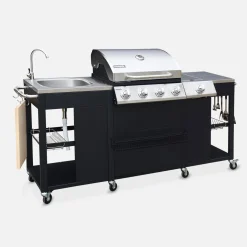 Gasgrill mit 4 Brennern + 1 Seitenbrenner und Außenküche