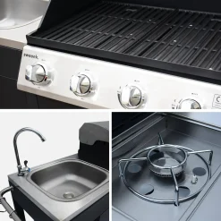 Gasgrill mit 4 Brennern + 1 Seitenbrenner und Außenküche