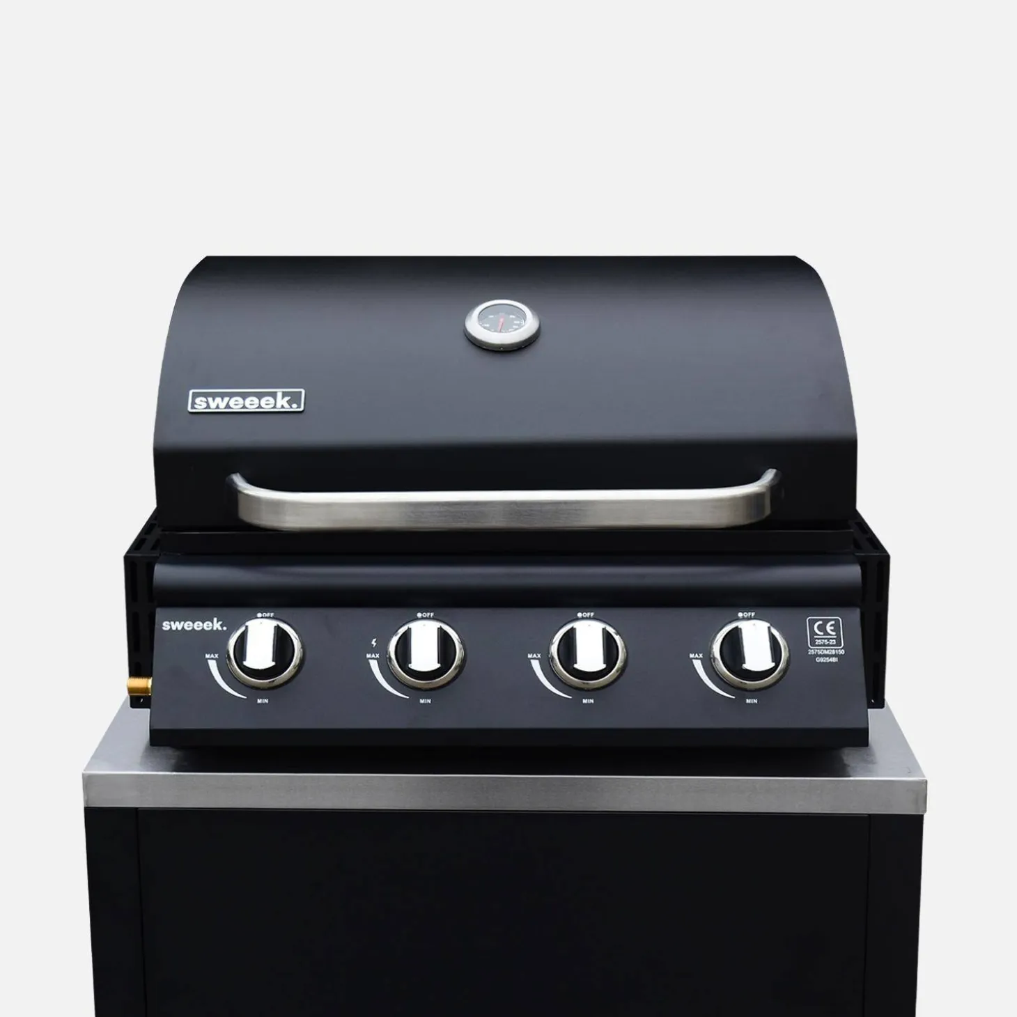 Gasgrill mit 4 Brennern zum Aufstellen + Küchenschrank aus Stahl B 80cm