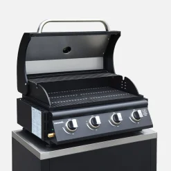 Gasgrill mit 4 Brennern zum Aufstellen + Küchenschrank aus Stahl B 80cm