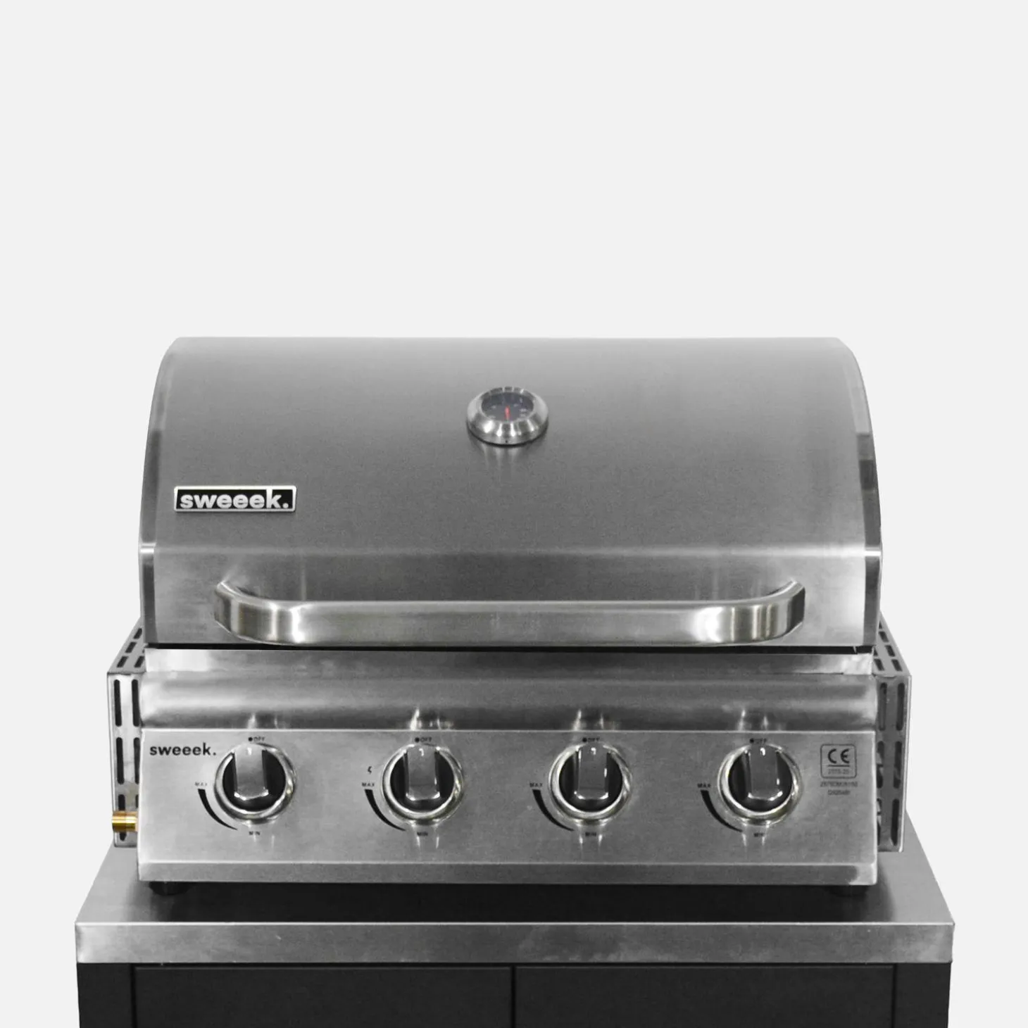 Gasgrill mit 4 Brennern zum Aufstellen + Küchenschrank aus Stahl B 80cm