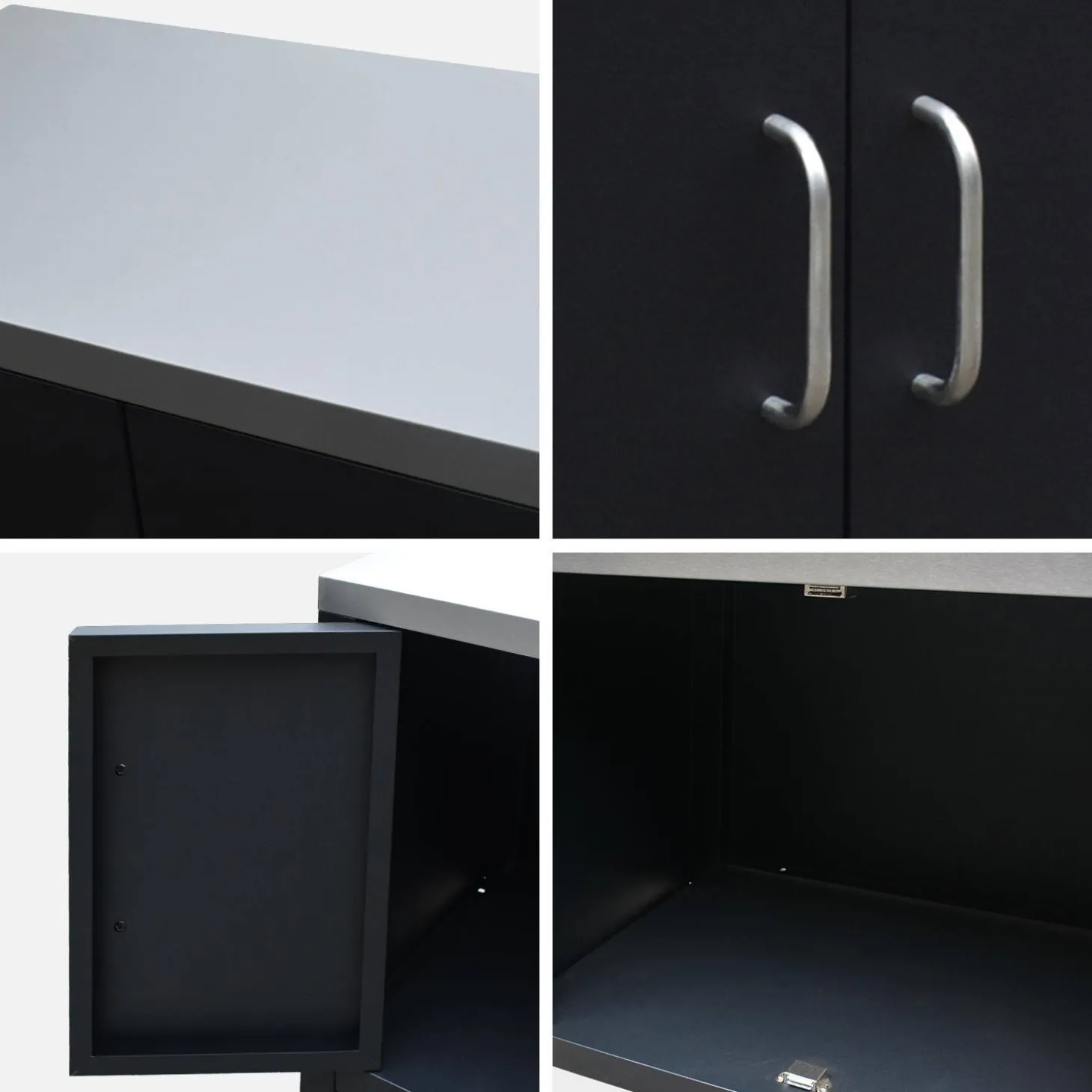 Gasgrill mit 4 Brennern zum Aufstellen + Küchenschrank aus Stahl B 80cm