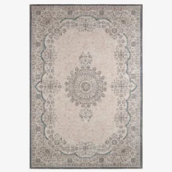 Gemusterter Indoor-Teppich im Barockstil rosa, rot und blau