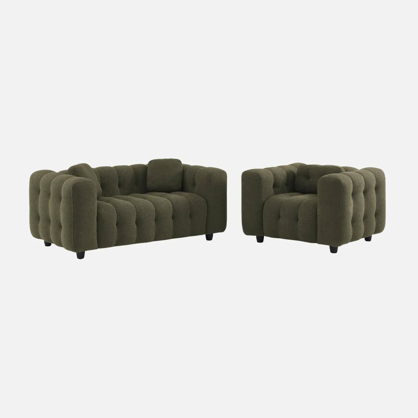 Gepolstertes Sofa mit strukturiertem Bouclé-Bezug, 2-Sitzer