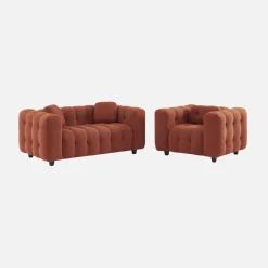 Gepolstertes Sofa mit strukturiertem Bouclé-Bezug, 2-Sitzer